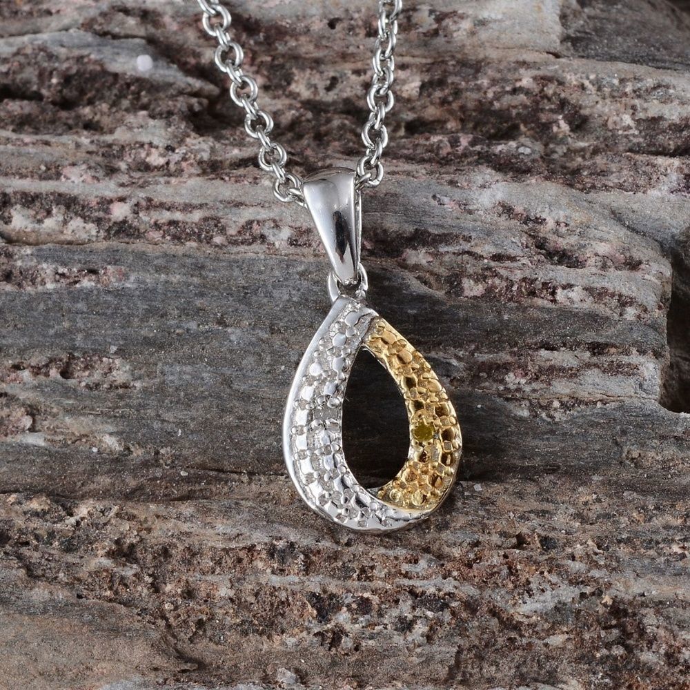 Pendant Yellow Diamond (Rnd) Sterling Silver 20"